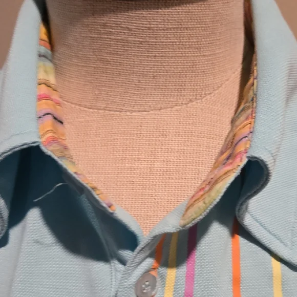 Paul Smith Light Blue Polo with Multicolor Stripes - Picture 3 of 10